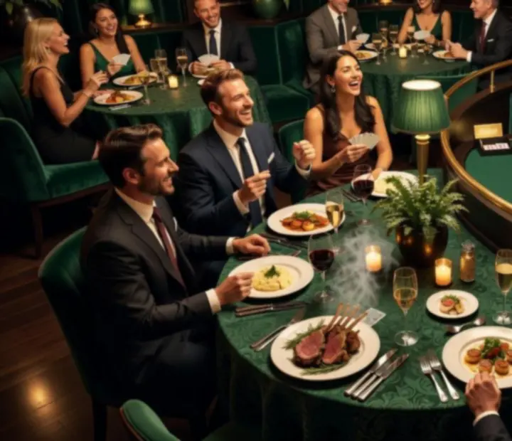 Servírované večerní menu během blackjackového programu v restauraci