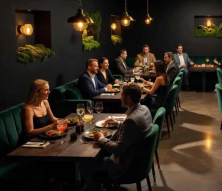 Atmosférický interiér restaurace Prazesta během tematického večera